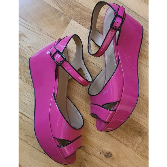Salvatore Ferragamo Shoes - 🆕️ My Ferragamo by Salvatore Ferragamo Wedge Sandals Hot Pink Sz 8.5 Bimbocore